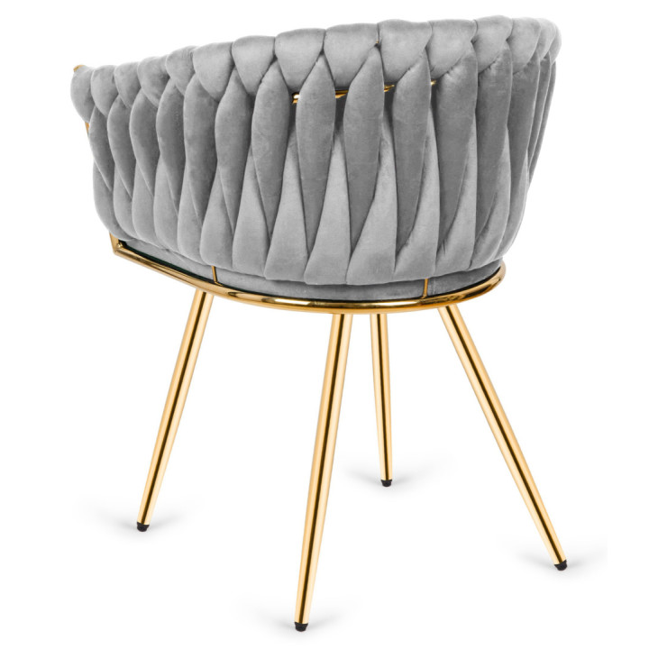 Krzesło Fotel do salonu IMPERIA welur Szary GLAMOUR LOFT 1 szt.