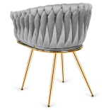 Krzesło Fotel do salonu IMPERIA welur Szary GLAMOUR LOFT 1 szt.