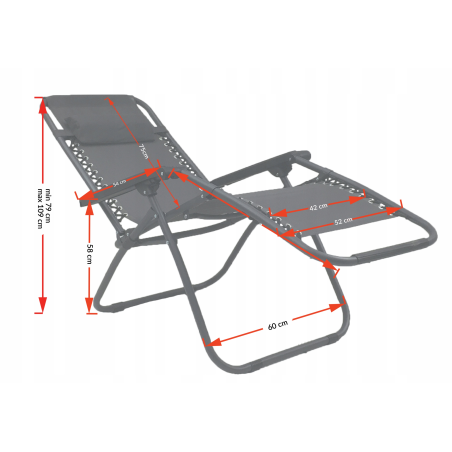 Leżak wzmacniany ZERO GRAVITY szary