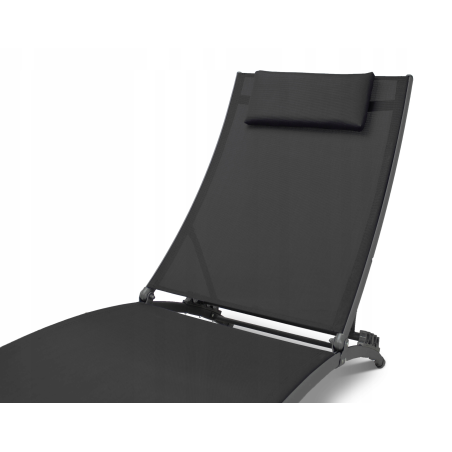 Regulowany leżak, leżanka Bali 4 poziomy czarny MEGA WYGODNY