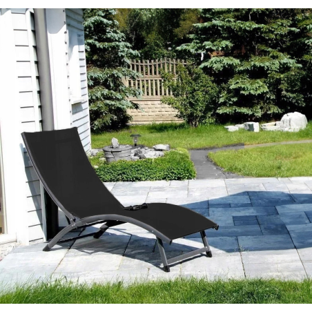 Regulowany leżak, leżanka Bali 4 poziomy czarny MEGA WYGODNY