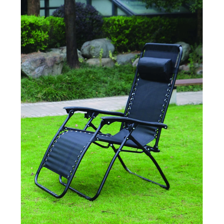 Leżak WZMACNIANY ZERO GRAVITY metal czarny