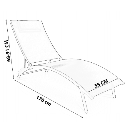 Regulowany leżak, leżanka Bali 4 poziomy odcienie szarego MEGA WYGODNY