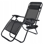 Leżak WZMACNIANY ZERO GRAVITY metal czarny