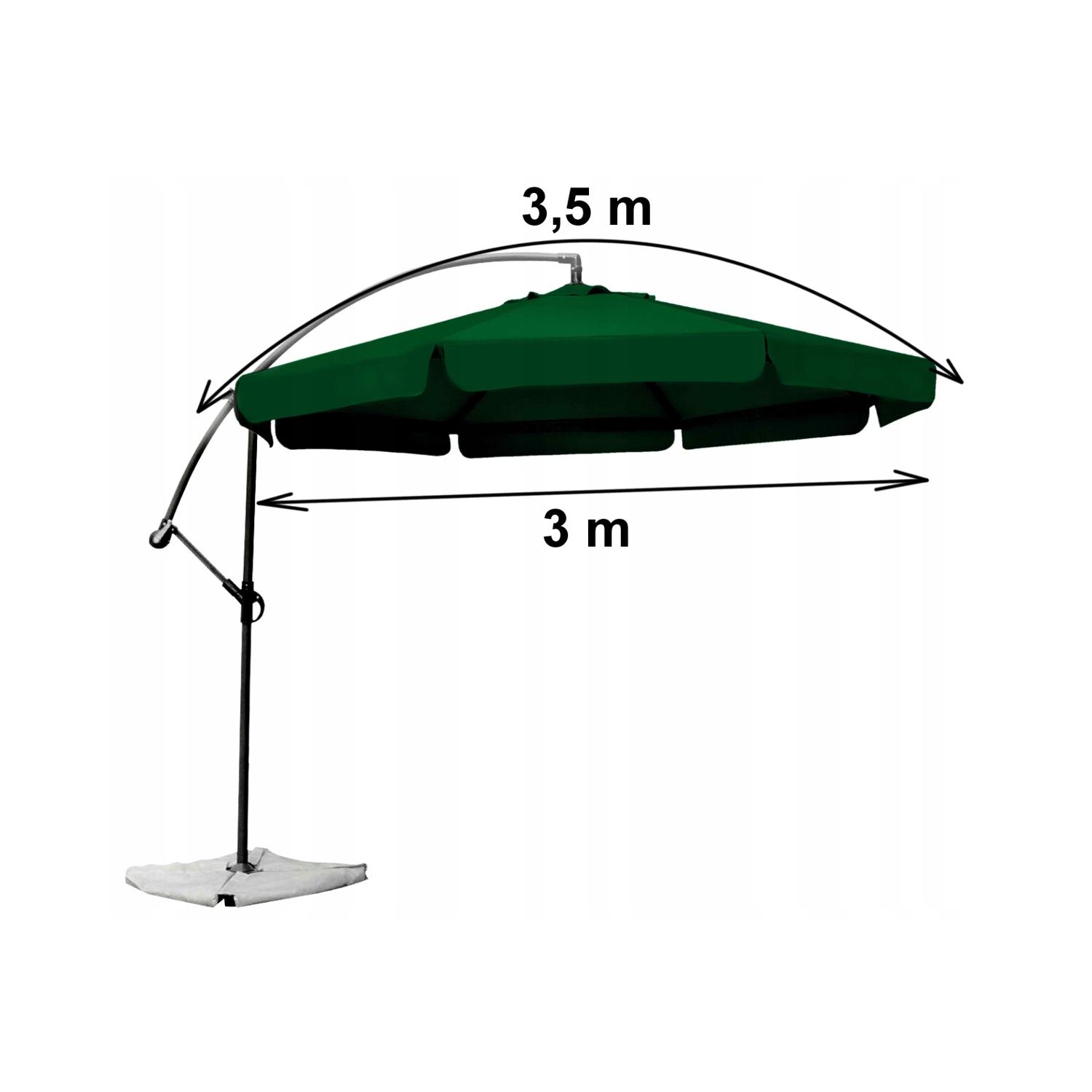 Parasol z wysięgnikiem 3M Zielony