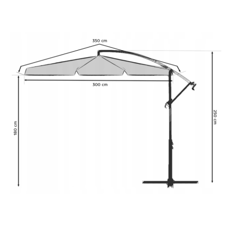 Parasol z wysięgnikiem błękity i granat 3M