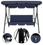 Huśtawka ogrodowa 3 osobowa niebieska