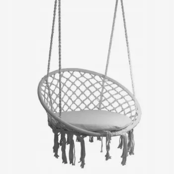 Krzesło Brazylijskie Huśtawka Fotel Hamak Wiszący z Poduchą RIO SZARE