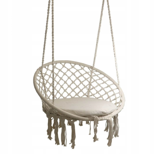 Krzesło Brazylijskie Huśtawka Fotel Hamak Wiszący z Poduchą RIO BEŻOWE