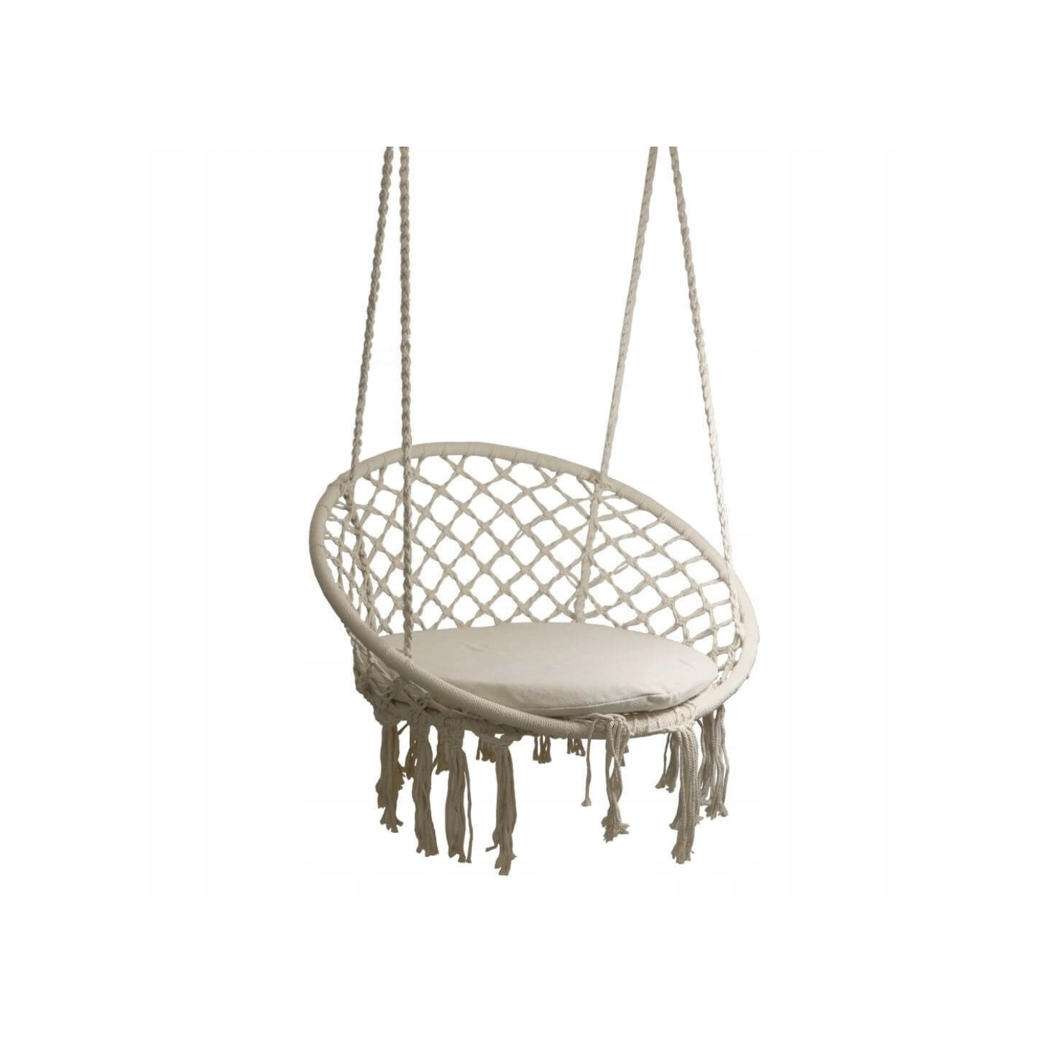 Krzesło Brazylijskie Huśtawka Fotel Hamak Wiszący z Poduchą RIO BEŻOWE