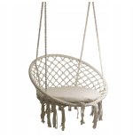 Krzesło Brazylijskie Huśtawka Fotel Hamak Wiszący z Poduchą RIO BEŻOWE