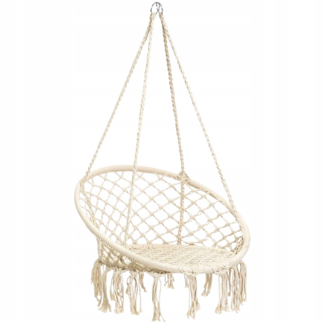 Krzesło Brazylijskie Huśtawka Fotel Hamak Wiszący z Poduchą RIO BEŻOWE