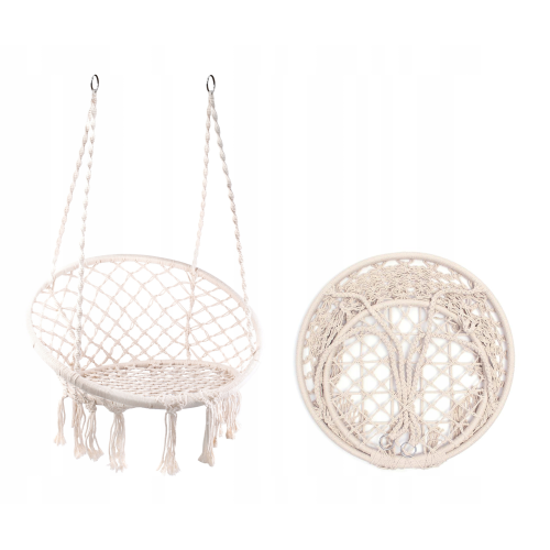 Krzesło Brazylijskie Huśtawka Fotel Hamak Wiszący z Poduchą RIO BEŻOWE