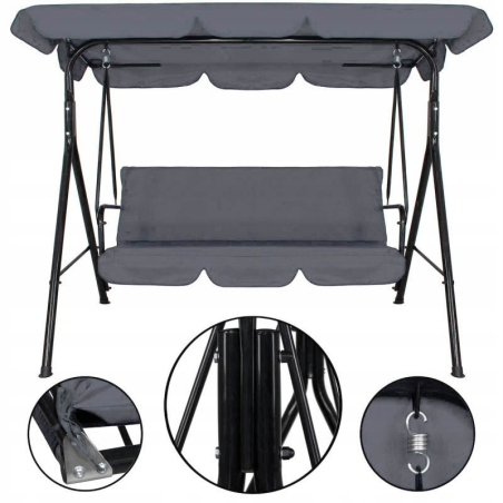 HIT Huśtawka ogrodowa 3os szara