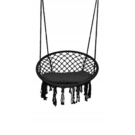 Krzesło Brazylijskie Huśtawka Fotel Hamak Wiszący z Poduchą RIO CZARNE