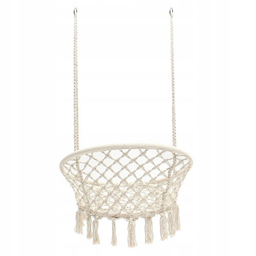 Krzesło Brazylijskie Huśtawka Fotel Hamak Wiszący z Poduchą RIO BEŻOWE