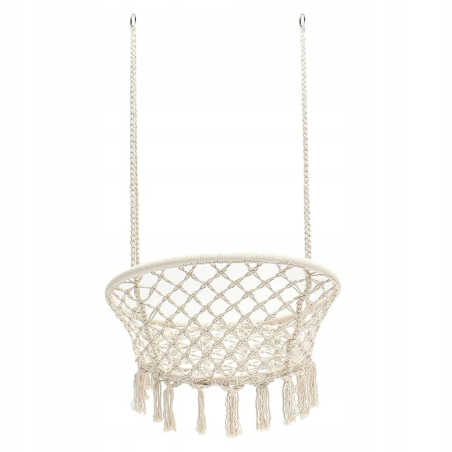 Krzesło Brazylijskie Huśtawka Fotel Hamak Wiszący z Poduchą RIO BEŻOWE