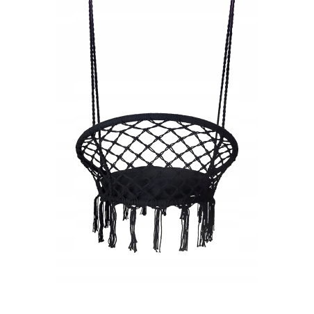 Krzesło Brazylijskie Huśtawka Fotel Hamak Wiszący z Poduchą RIO CZARNE