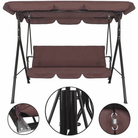 Huśtawka ogrodowa 3 osobowa brązowa