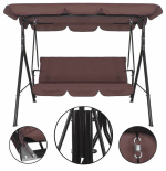 Huśtawka ogrodowa 3 osobowa brązowa