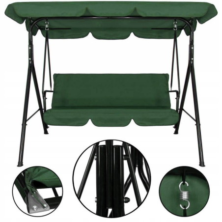 Huśtawka ogrodowa 3 osobowa zielona