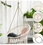 Krzesło Brazylijskie Huśtawka Fotel Hamak Wiszący z Poduchą RIO BEŻOWE