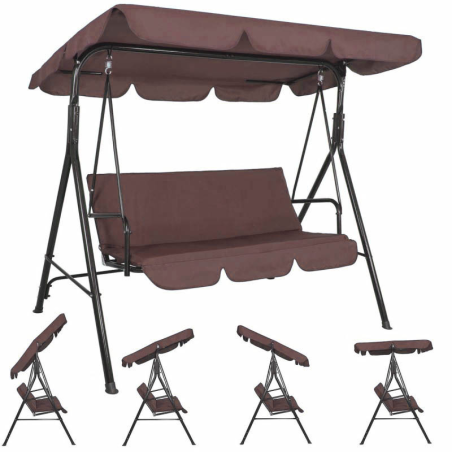 Huśtawka ogrodowa 3 osobowa brązowa