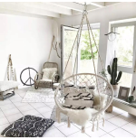 Krzesło Brazylijskie Huśtawka Fotel Hamak Wiszący z Poduchą RIO BEŻOWE