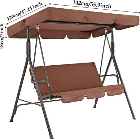 Huśtawka ogrodowa 3 osobowa brązowa
