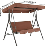 Huśtawka ogrodowa 3 osobowa brązowa