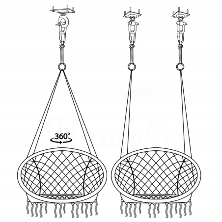 Krzesło Brazylijskie Huśtawka Fotel Hamak Wiszący z Poduchą RIO CZARNE