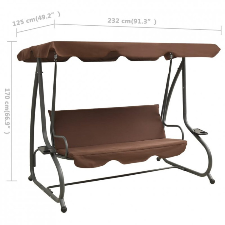 Huśtawka ogrodowa WZMACNIANA RELAX COMFORT BRĄZOWA
