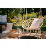 Krzesło Brazylijskie Huśtawka Fotel Hamak Wiszący z Poduchą RIO BEŻOWE
