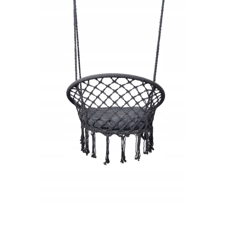 Krzesło Brazylijskie Huśtawka Fotel Hamak Wiszący z Poduchą RIO SZARE