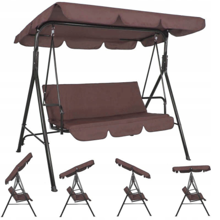 Huśtawka ogrodowa 3 osobowa brązowa
