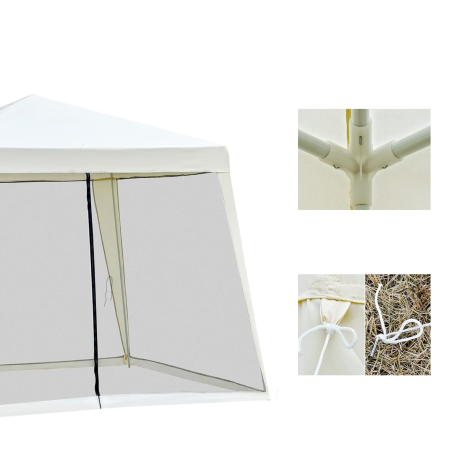 Pawilon 3X3 G1015 BIAŁY Z SIATKĄ MOSKITIERĄ
