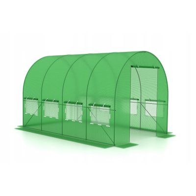 Tunel ogrodowy foliowy 10 m² 450 x 200 cm zielony szklarnia