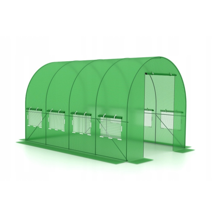 Tunel ogrodowy foliowy 10 m² 450 x 200 cm zielony szklarnia