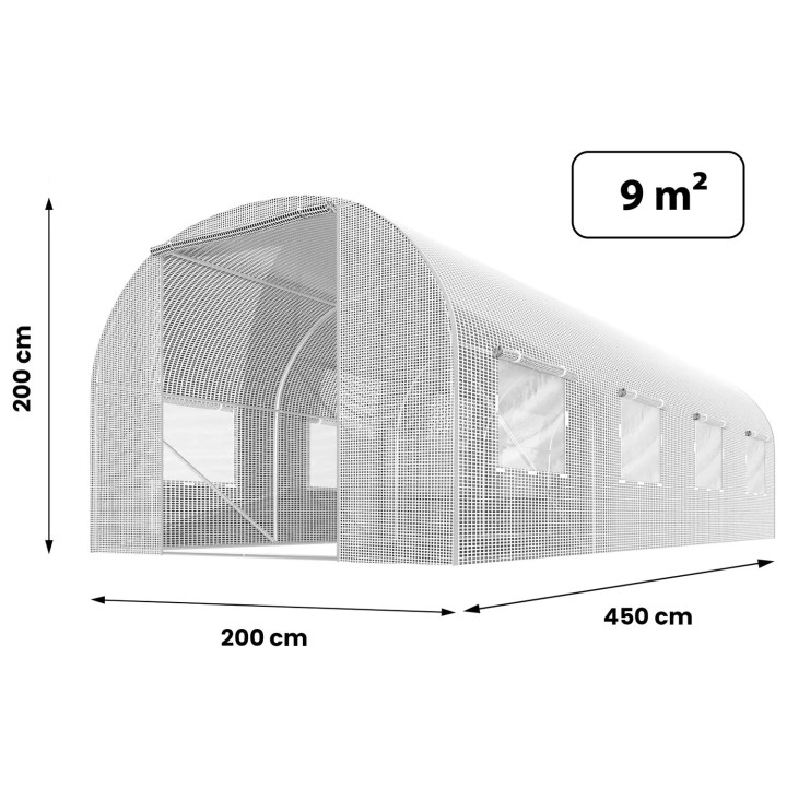 Tunel foliowy 9 m² 450 x 200 cm biały