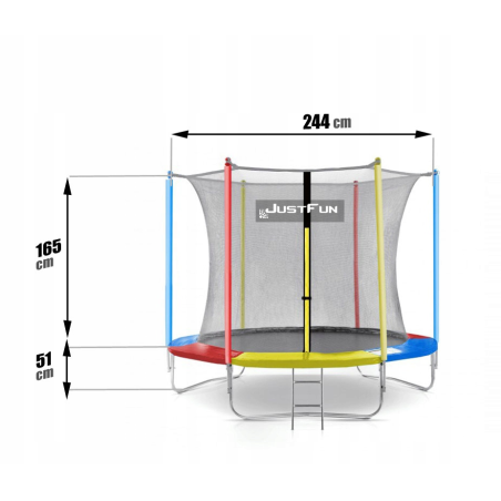 TRAMPOLINA OGRODOWA JUST FUN 8FT-244CM MULTICOLOR