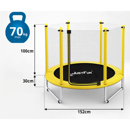 TRAMPOLINA REKREACYJNA DLA DZIECI 152 CM JUST FUN YELLOW