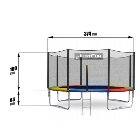 Trampolina Just Fun 12ft 374cm MULTICOLOR