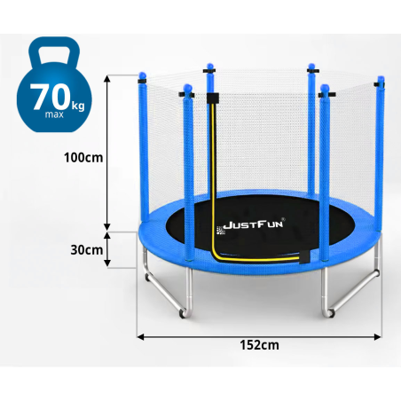 TRAMPOLINA REKREACYJNA DLA DZIECI 152 CM  JUST FUN BLUE