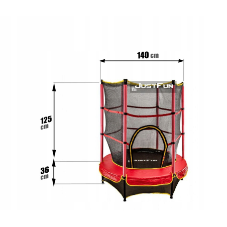 TRAMPOLINA do wewnątrz 140cm JUST FUN czerwona