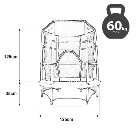 TRAMPOLINA do wewnątrz 140cm JUST FUN czerwona