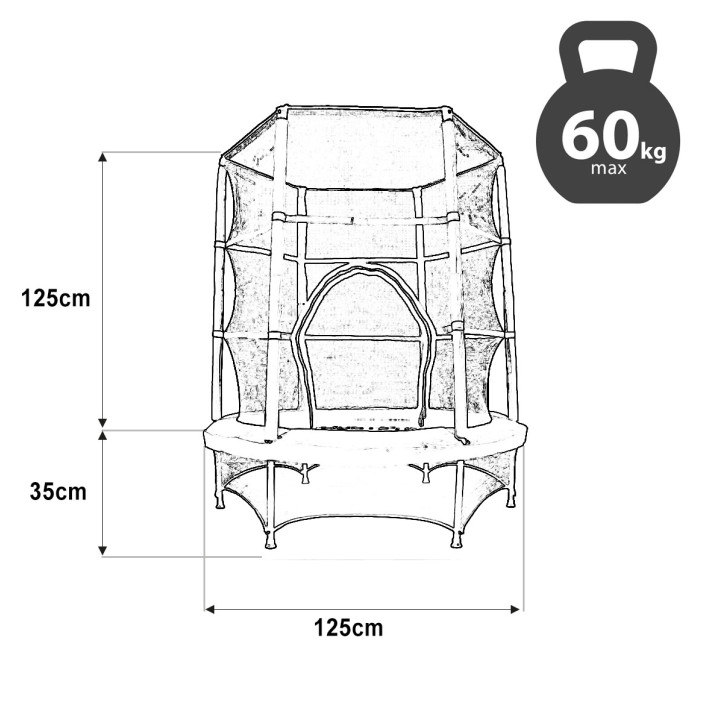 TRAMPOLINA do wewnątrz 140cm JUST FUN czerwona