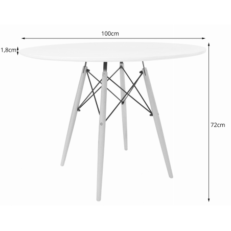 Stół okrągły JUST HOME skandynawski INFININTY 100 x 100 x 72cm biały