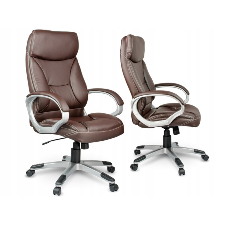 FOTEL BIUROWY SKÓRZANY ROMA BROWN