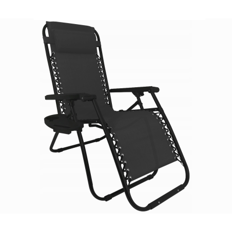 Leżak WZMACNIANY ZERO GRAVITY metal czarny