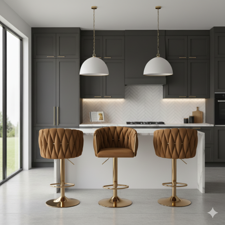 Hoker regulowany Glamour Loft Pleciony MARBELLA kawa Welur